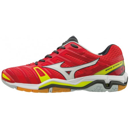 Buty halowe do gry w piłkę ręczną Mizuno Wave Stealth 4 czerwone 2018