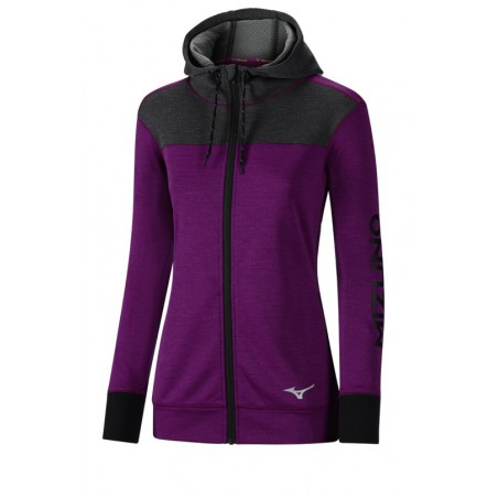 Mizuno Bluza dresowa z kapturem Heritage Zip Hoody damska fioletowa