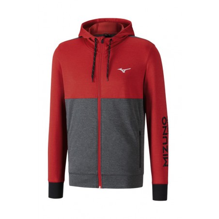 Mizuno Bluza dresowa z kapturem Heritage Zip Hoody czerwona