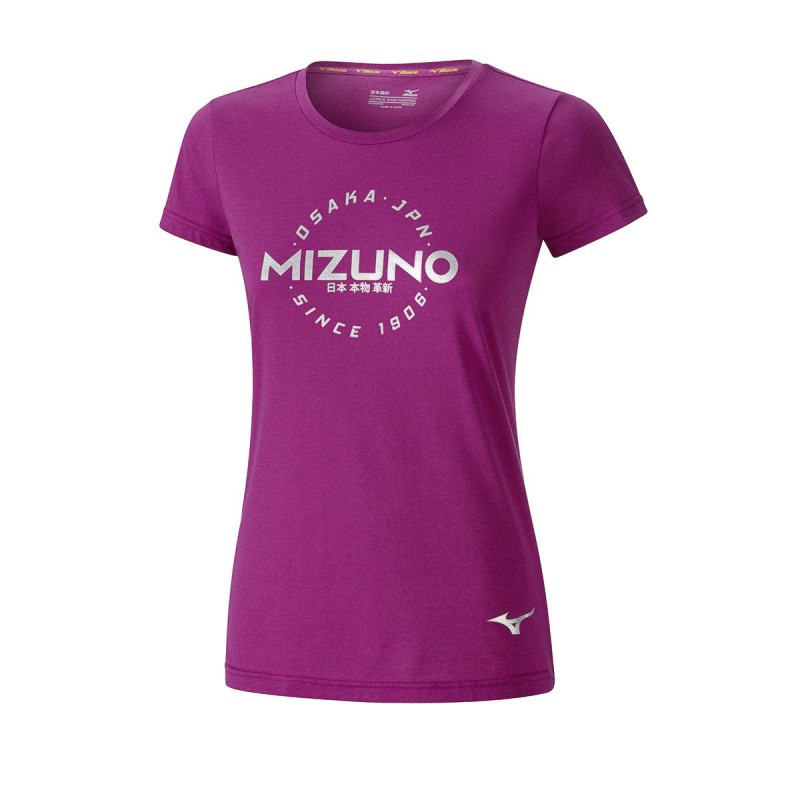Mizuno Koszulka Heritage Hinomaru Tee fioletowa damska