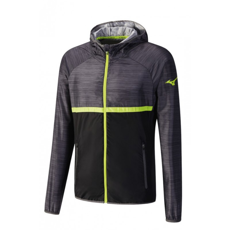 Mizuno Kurtka do biegania Printed Hoodie Jacket czarna Mizuno Kurtka do biegania Printed Hoodie Jacket czarna
