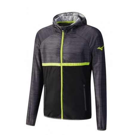 Mizuno Kurtka do biegania Printed Hoodie Jacket czarna