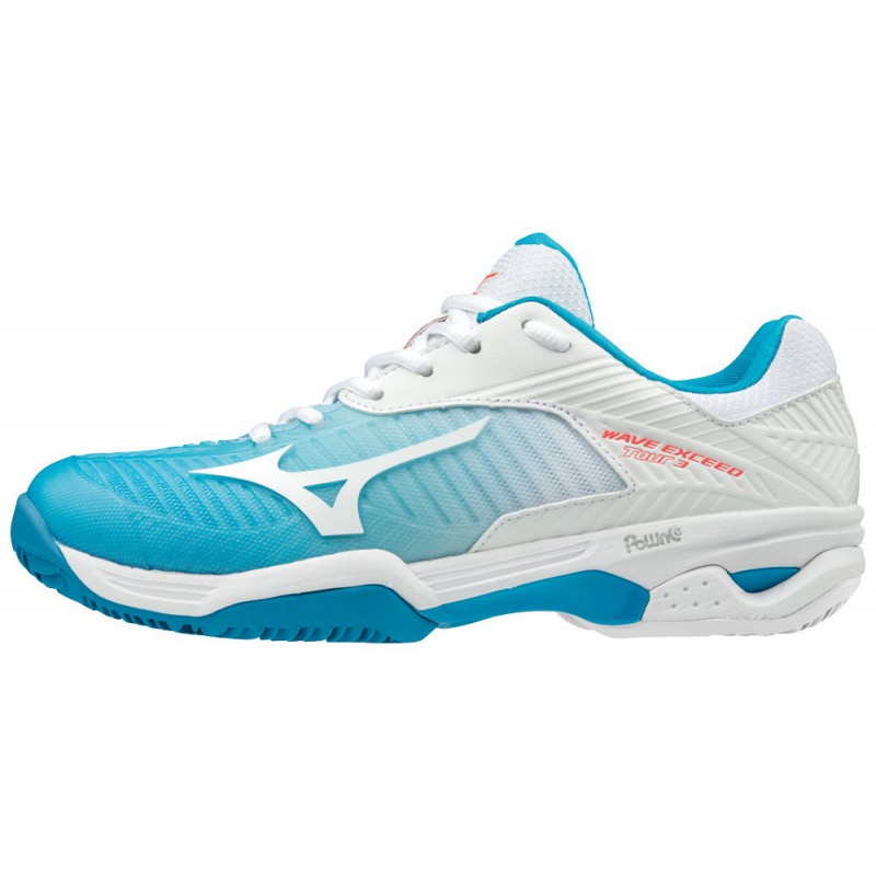 Buty do tenisa Mizuno Wave Exceed Tour 3 CC damskie błękitne 2019 Buty do tenisa Mizuno Wave Exceed Tour 3 CC damskie błękitne 2019