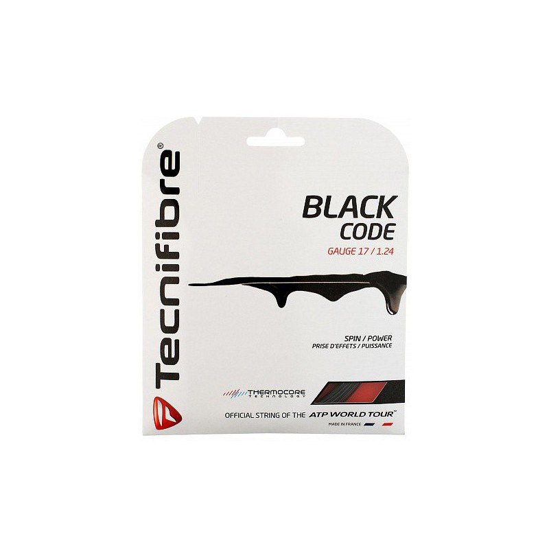 Naciąg tenisowy Tecnifibre Black Code (200 m) czarny - 1,18 mm Naciąg tenisowy Tecnifibre Black Code (200 m) czarny - 1,18 mm